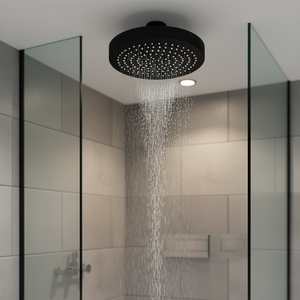 Cabezal de Ducha de Lluvia Negro de 16 Pulgadas, Montaje en Techo, Alto Flujo, Acabado Mate Redondo, Accesorio para Cuarto de Ducha - Product Image 2