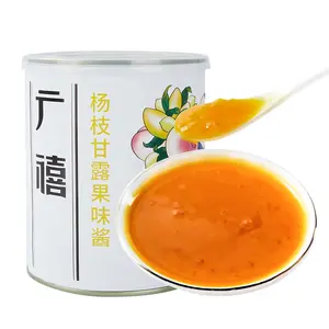 920g Canned Mango Sago Fruit Jam, Chilled Mango Sago Cream with Pomelo Fruit Jam for Fruit Tea/Bubble Tea