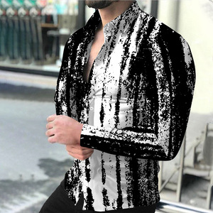 Áo sơ mi nam in kỹ thuật số thiết kế mới <span class=keywords><strong>2025</strong></span>, size lớn, tay dài, kiểu dáng thường ngày, áo Hawaii tùy chỉnh cho nam - Product Image 2