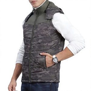 Chaleco Acolchado con Capucha para Hombre, Cuello Alto, Cierre de Cremallera, Cortavientos, Ropa de Invierno Informal con Estampado de Copos de Nieve - Product Image 6