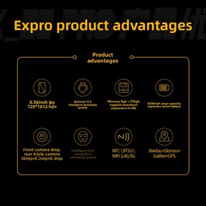 เดลัน เบน'อัน 8500mAh ปิโตรเคมีคอล 6+256G สมาร์ทโฟนกันระเบิดสำหรับโรงงานเคมี EX_08 PRO ผลิตในจีน - Product Image 1