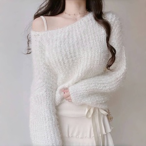 <span class=keywords><strong>Droma</strong></span> 2025 printemps et automne en stock haut de couleur unie tricoté mi-long une épaule ample élégant pull femmes - Product Image 6