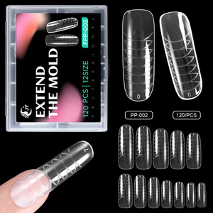 Jieyu Tùy Chỉnh Mẫu 100Pcs Đầy Đủ Bìa Dài Rõ Ràng Móng Tay Giả Pha Lê Móng Tay Khuôn Phụ Nữ Chuyên Nghiệp Trong Suốt Móng Tay Giả - Product Image 2