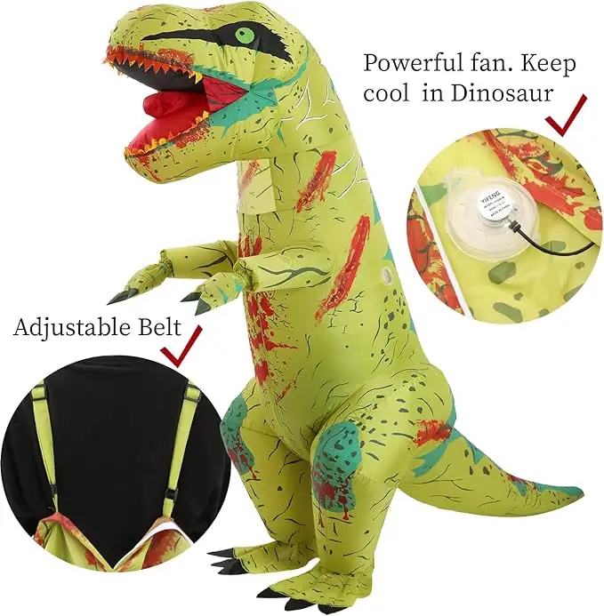 Disfraz de dinosio inflable ชุดยางเป่าลมชุดไดโนเสาร์เป่าลมลายมังกรชุดด้านล่าง