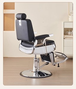 Fauteuil de Barbier Hydraulique de Luxe Rétro pour Salon de Coiffure, Inclinable, pour Coupe de Cheveux, Toilettage et Massage, en Cuir, Idéal pour Usage en Salle de Sport - Product Image 3