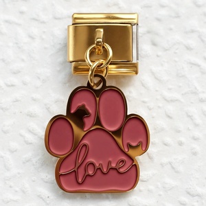 Italian Dog Paw Puppy Series Stainless Steel Electroplated Pendant Trendy DIY Unisex <b>Bracelet</b> Charms Made Yiwu for Business - Product Image 5