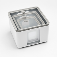 Set van 3 vierkante, hoge, borosilicaat glazen, premium, milieuvriendelijke, luchtdichte voorraaddozen voor de keuken