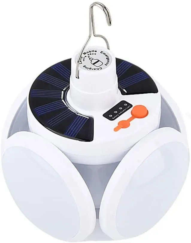 Lampu Senter LED Tenaga Surya 2 In 1, Lampu Senter Gantung Portabel Dapat Diisi Ulang Daya 5 Mode Tahan Air