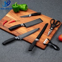 Ensemble de couteaux de chef en acier inoxydable 6 pièces à vendre, avec ciseaux, éplucheur, revêtement antiadhésif, emballage cadeau