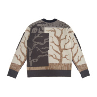 Pull-over homme anti-rides à col rond pour l'automne et l'hiver, motif arbre, tricot polyester/coton, logo sur le devant