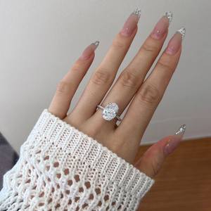 Dylam keluaran baru minimalis cincin zirkon kubik besar bulat harga grosir cincin janji pernikahan pertunangan perak 925 untuk wanita - Product Image 3