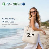 Tas Pantai Kanvas Minimalis Chic Warna Solid, Tas Belanja Katun Reusable untuk Wanita Modern, Tas Jinjing Sehari-hari, Merek Kustom