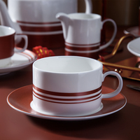 Service de table personnalisable pour femme, rouge, pour fête, bol et assiette pour hôtel 5 étoiles, vaisselle en porcelaine fine