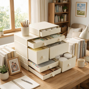 Plastic Desktop <strong>Storage</strong> Box Drawers Multi-Layer Stackable Design Minimalist Style Organizing Desks Shelves School Kitchen - Product Image 6