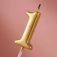 Adorno Metálico Dorado para Pastel con Número del 0 al 9, Vela de Cumpleaños con Palillo para Decoración de Fiestas