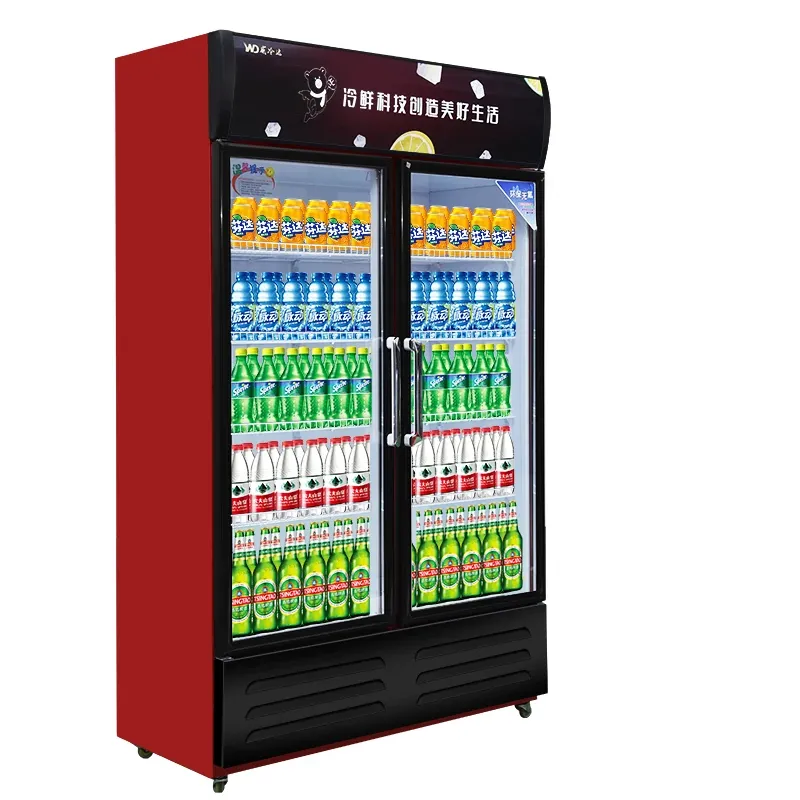 Frigorifero a doppia porta commerciale miglior frigorifero verticale con vetrina con Display in vetro refrigeratore a temperatura singola per bevande