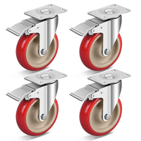 Roulettes en PU/PVC rouges de haute qualité 2.5/3/4/5 pouces roue de type fixe à usage moyen pour roues de roulettes de machines et d'équipement