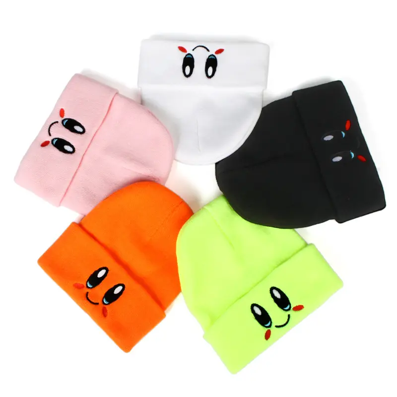 Winter Warm Thicken Cashmere Smiling Face Wool Hat Beanie Cute Hemming hat baby smile beanies knitting winter cap hat