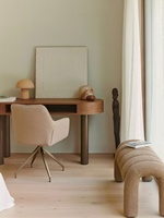 Bureau d'étude en bois massif de style français Idao, bureau de designer vintage en bois naturel, établi haut de gamme finition antique