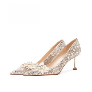 Nouvelle Collection Été : Chaussures à Talons Hauts pour Femme, Style Français, Polyvalentes, Ornées de Strass et Paillettes Carrées, Talons Fins - Product Image 6