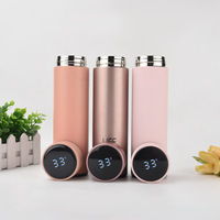 Bouteille d'eau intelligente de 500 ml, thermos intelligent en acier inoxydable avec affichage LED, thermos numérique