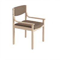 Chaise de salle à manger à accoudoirs en bois massif, revêtement en tissu quadrillé pour restaurant chinois, salon de thé et chambre d'hôtel