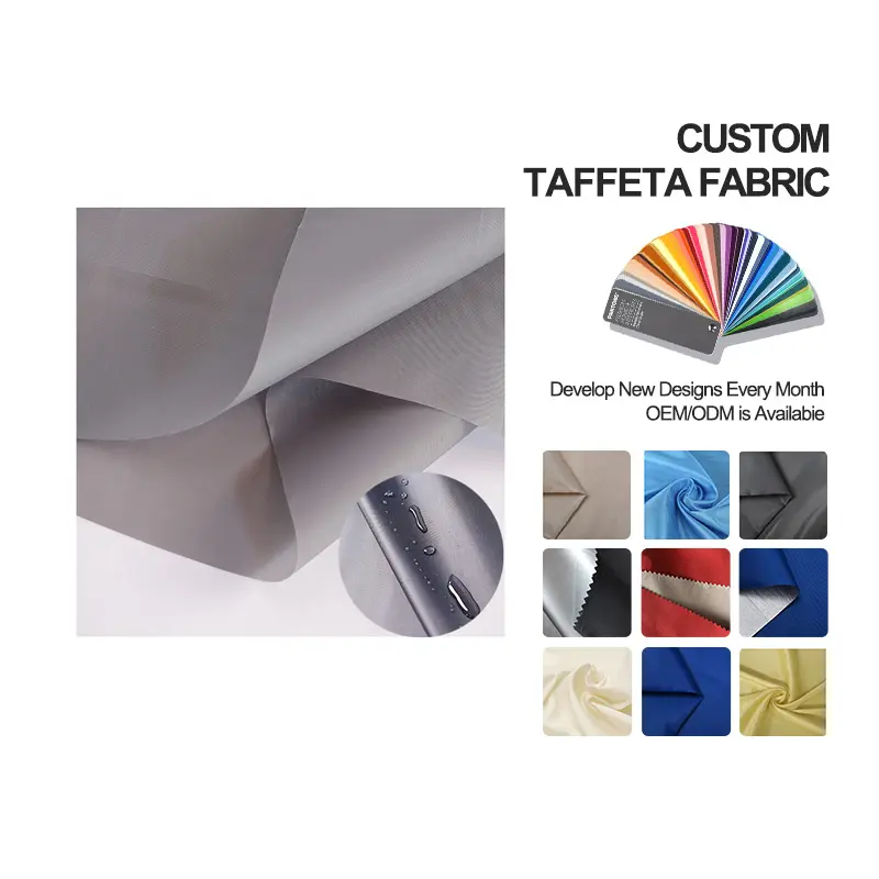Zhejiang factory textile personalizable taffeta soft raincoat material with PU coating