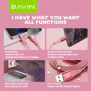 BAVIN โรงงานขายส่งราคาโลโก้ที่กำหนดเองที่มีความยืดหยุ่นอาหารเกรดซิลิกอนไมโคร Usb ประเภท C 2.4A ชาร์จอย่างรวดเร็วสายข้อมูล CB226 - Product Image 6
