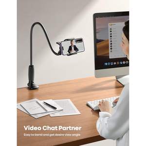 Support de téléphone antidérapant flexible à col de cygne, pince stable améliorée, matériau en alliage, trépied de table de 33,4 pouces, CE - Product Image 1