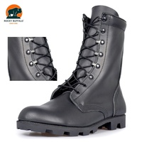 Bottes de sécurité en cuir pleine fleur Rocky Buffalo noires, imperméables et tactiques