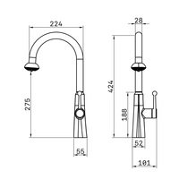 Nouveau Robinet de Cuisine Moderne 2 Modes Extensible et Rotatif avec Cartouche Céramique, Mitigeur Monocommande pour Hôtels et Éviers Domestiques