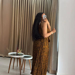 Abito <span class=keywords><strong>lungo</strong></span> plissettato estivo in poliestere con stampa leopardata, nuovo stile africano, moda transfrontaliera Europa America, per donna 2026 - Product Image 3