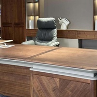 LBZ-319X Nouveau bureau en forme de L de style chinois en noyer noir haut de gamme avec armoire latérale, design moderne, installation porte-à-porte