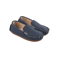 Chaussures mocassins en cuir véritable bleu marine, design à surpiqûres, semelles flexibles et durables, polyvalentes pour toutes les occasions