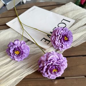 Fleurs artificielles de pivoine Jinxi en soie, décorations de mariage, 3 têtes, design Koi, accessoires de photographie en extérieur, décoration intérieure - Product Image 2
