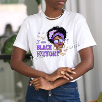 Sıcak satış demir Afro kız Transfer baskı ben siyah tarih ısı basın DTF Film transferi için T-shirt