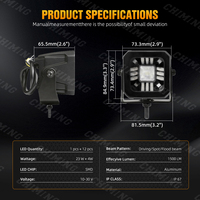 3 Inch 18w Square DRL Led Spot Lampe de travail avec feu de position Offroad 4x4 Lampe de travail pour camion avec feu de position blanc ambre
