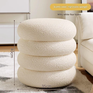 Terciopelo de cordero 30 alto otomano cómodo hogar y <span class=keywords><strong>cocina</strong></span> taburete de almacenamiento crema vestidor sedentario sala de estar sofá taburete - Product Image 5