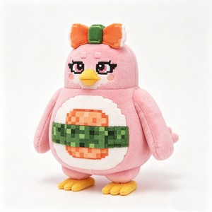Peluche pingouin noir et rose 25 cm avec design Pixel Sushi pour enfants, jouets en peluche - Product Image 3