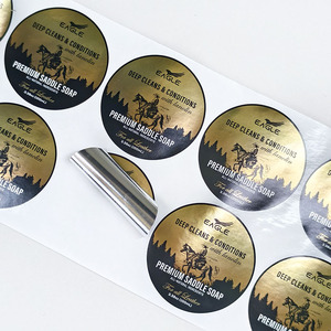 Tùy chỉnh in ấn Glossy Bạc Pet dính nhãn sang trọng không thấm nước Vinyl lá dập Vòng Sticker - Product Image 1