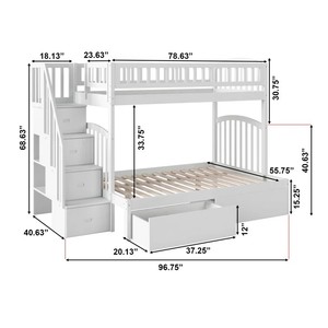 <span class=keywords><strong>Lit</strong></span> superposé en bois massif pour enfants avec tiroirs de rangement gris - Product Image 6