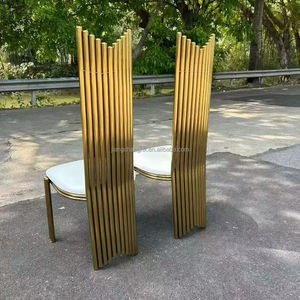 Silla de Lujo para Banquetes de Hotel VIP, de Metal y Acero Inoxidable, con Respaldo Alto, Asiento de Cuero PU Blanco, Dorada, para Eventos de Boda y Mobiliario de Hotel - Product Image 3