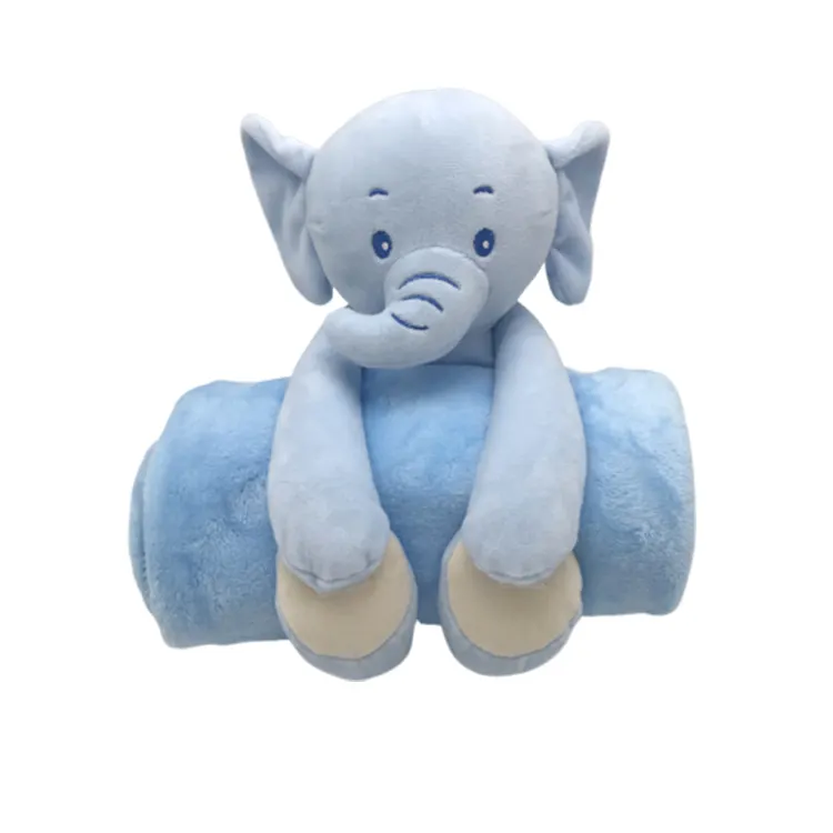 Wholesale Custom Cute Stuffed Animal Plush Toys With Fleece Blanket