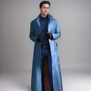 Automne mâle dieu mode tempérament couleur unie coupe ajustée en cuir PU étendu veste en cuir hommes manteau manteau - Product Image 3