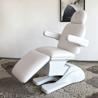 Table de massage électrique portable et pliable pour salon de beauté, 3 moteurs, blanche, pour soins du visage et spa