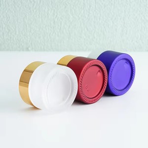 Pot en verre bleu vide pour crème cosmétique pour les yeux et le visage avec couvercle doré (option rouge) - Product Image 6