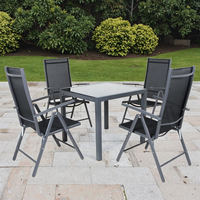 Chaises pliantes de jardin de loisirs d'hôtel moderne Joye, dossier réglable, tube en aluminium, Teslin, ensemble de salle à manger d'extérieur 4 places