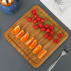 Plateaux en bambou de différentes tailles, plateaux de service en bois massif pour la maison, l'hôtel, les fruits, le pain, la pizza. - Product Image 2