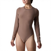 Combinaison une pièce à manches longues et col rond pour femme, vêtements de sport