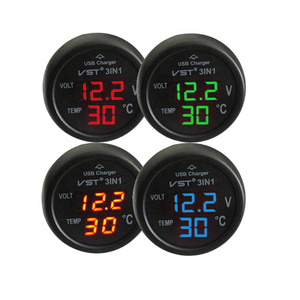 3 trong 1 tự động không thấm nước DC nhiệt kế Vôn kế 12V 24V đo kỹ thuật số với bộ sạc USB - Product Image 1